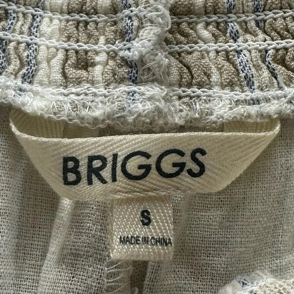 Briggs Shorts Womens Size S Striped Drawstring Tasseled Linen Blend Beige - Picture 7 of 10